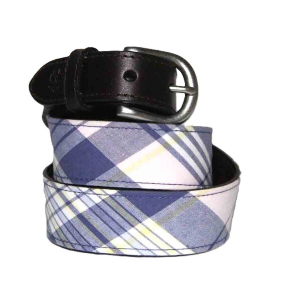 NWOT Brooks Brothers Madras + Leather Belt Plaid Boy's Size Medium - Picture 1 of 2